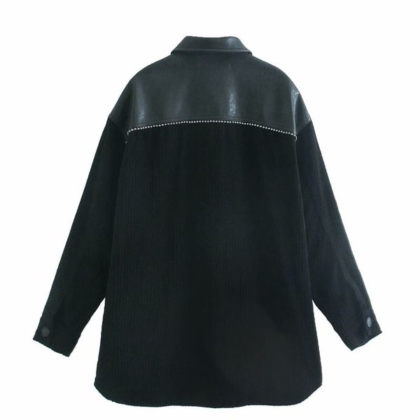 jackets faux leather stitching lapel long sleeve women's jacket vintage corduroy loose coat chic female, Black;brown
jackets faux leather stitching lapel long sleeve women's jacket vintage corduroy loose coat chic female, Black;brown