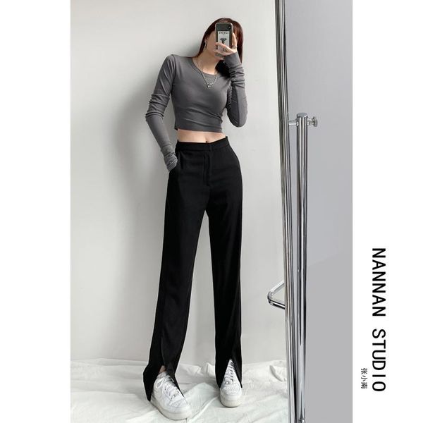 women's pants & capris black slim front split suit trousers spring and autumn high waist casual loose straight women cargo, Black;white
women's pants & capris black slim front split suit trousers spring and autumn high waist casual loose straight women cargo, Black;white