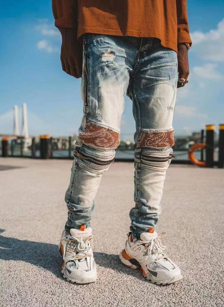 men's jeans male trousers american style washed denim pants hole zipper knee folds decorated high street motorcycle, Blue
men's jeans male trousers american style washed denim pants hole zipper knee folds decorated high street motorcycle, Blue