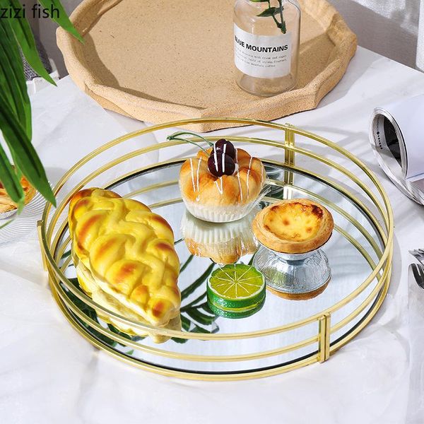 kitchen storage & organization european round trays decorative mirror glass gold tray afternoon dessert plate dressing table cosmet
kitchen storage & organization european round trays decorative mirror glass gold tray afternoon dessert plate dressing table cosmet