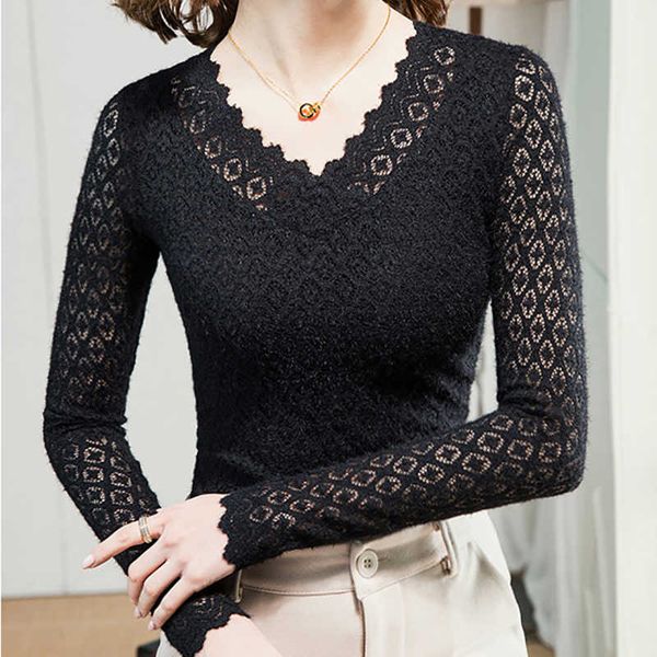 shintimes white lace t shirt women vintage autumn slim v-neck plaid hollow out t-shirt long sleeve black womens 210615
shintimes white lace t shirt women vintage autumn slim v-neck plaid hollow out t-shirt long sleeve black womens 210615