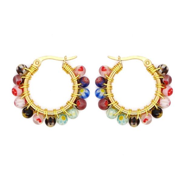 hoop & huggie go2boho earrings for women handmade small ear ring glaze glass beads earring stainless steel circle vintage jewellery, Golden;silver
hoop & huggie go2boho earrings for women handmade small ear ring glaze glass beads earring stainless steel circle vintage jewellery, Golden;silver