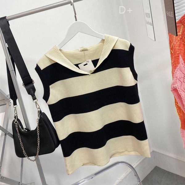 21 early autumn new korean navy stripe lapel knit sleeveless t-shirt women's casual simple contrast color top, White
21 early autumn new korean navy stripe lapel knit sleeveless t-shirt women's casual simple contrast color top, White