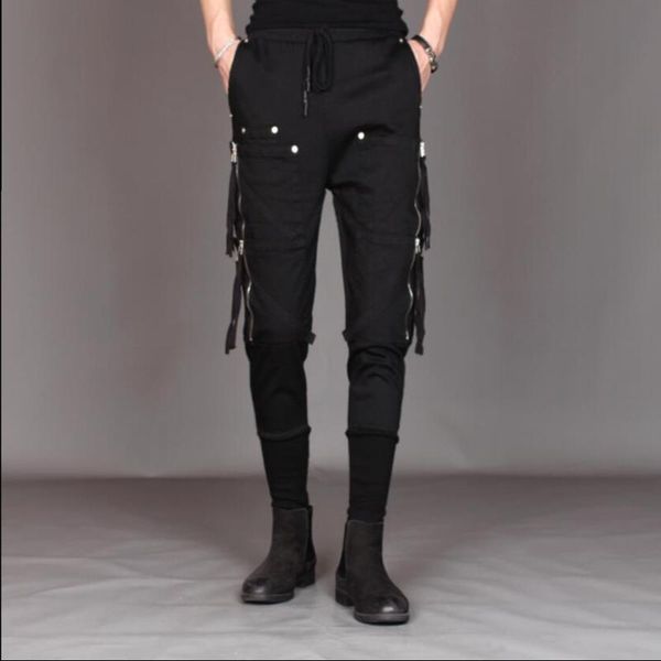 men's pants m-3xl 2021 autumn men casual zipper decorative beam boots multi-pocket hair stylist tapered tide costumes, Black
men's pants m-3xl 2021 autumn men casual zipper decorative beam boots multi-pocket hair stylist tapered tide costumes, Black
