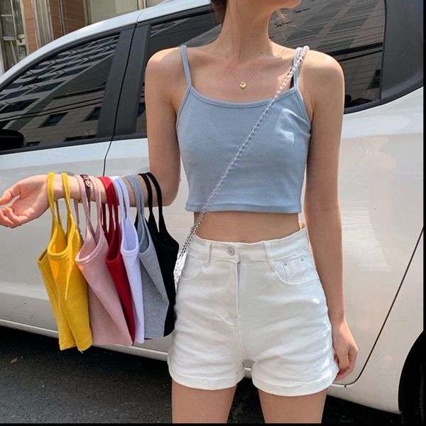 solid color spring summer women tanks u neck vest stretch undershirt camisole tos korean small basic camis, White
solid color spring summer women tanks u neck vest stretch undershirt camisole tos korean small basic camis, White