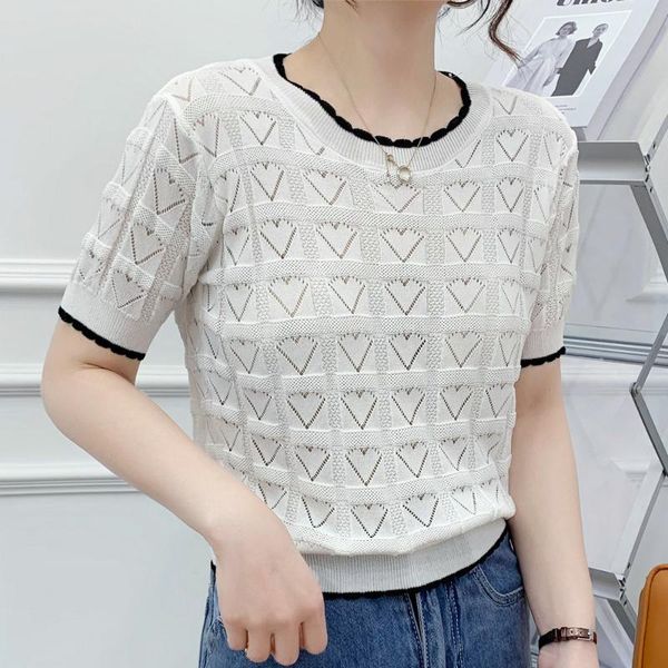 women's t-shirt 2021 summer women basic korean black white knitted crop t shirts lady chic hollow out o neck short sleeve tees
women's t-shirt 2021 summer women basic korean black white knitted crop t shirts lady chic hollow out o neck short sleeve tees