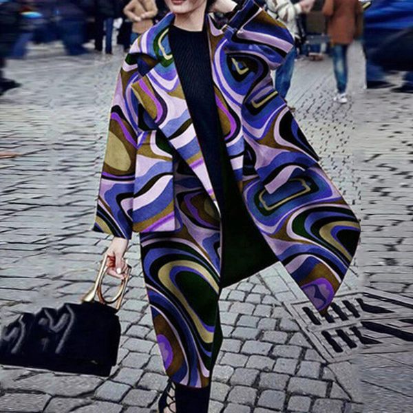 women's wool & blends 2022 vintage tie-dye pattern tweed lady long outerwear winter elegant warm lapel one button coat autumn women sle, Black
women's wool & blends 2022 vintage tie-dye pattern tweed lady long outerwear winter elegant warm lapel one button coat autumn women sle, Black