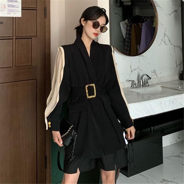 women's suits & blazers black coat women notched collar single button splice long sleeve suit streetwear lady loose blazer jacket with, White;black
women's suits & blazers black coat women notched collar single button splice long sleeve suit streetwear lady loose blazer jacket with, White;black
