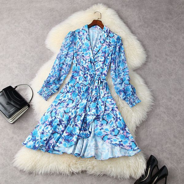 2021 spring summer long sleeve lapel neck bluefloral print chiffon ribbon tie belted mid-calf dress elegant casual dresses 21a022010, Black;gray
2021 spring summer long sleeve lapel neck bluefloral print chiffon ribbon tie belted mid-calf dress elegant casual dresses 21a022010, Black;gray