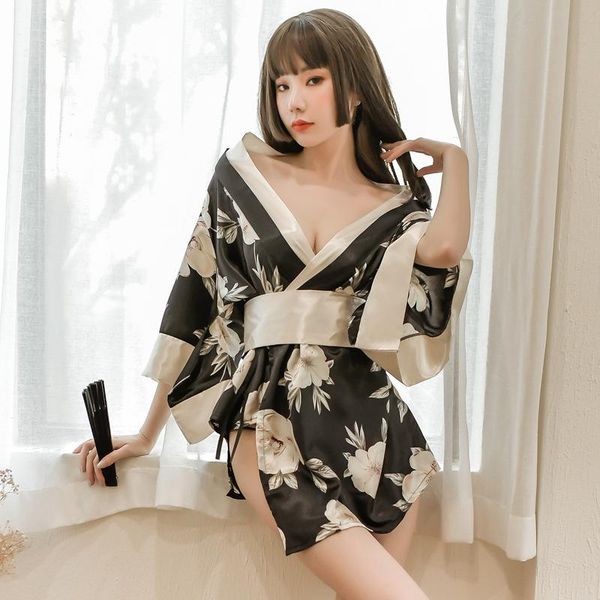 style underwear / japanese kimono with large print lace up allure suit uniform women's sleepwear, Black;red
style underwear / japanese kimono with large print lace up allure suit uniform women's sleepwear, Black;red