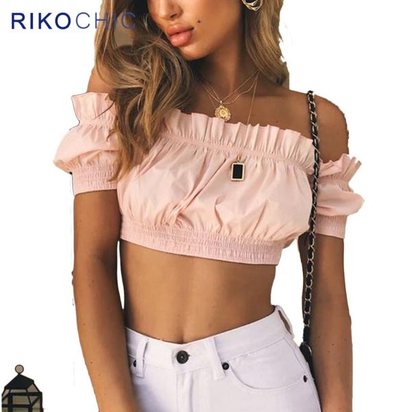 women's blouses & shirts rikochic women sweet ruffles pleated off shoulder puff sleeve short blouse ladies summer casual crop d034, White
women's blouses & shirts rikochic women sweet ruffles pleated off shoulder puff sleeve short blouse ladies summer casual crop d034, White