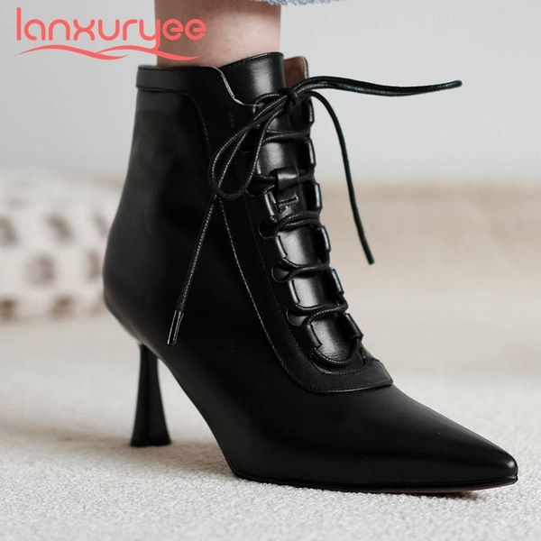 boots lanxuryee high street fashion real cow leather all-match pointed toe thin heel zip noble gentlewomen mature ankle l37, Black
boots lanxuryee high street fashion real cow leather all-match pointed toe thin heel zip noble gentlewomen mature ankle l37, Black