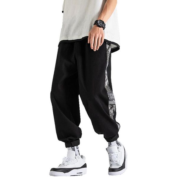 men's pants hip hop streetwear men sweatpants patchwork casual elastic waist loose harem joggers, Black
men's pants hip hop streetwear men sweatpants patchwork casual elastic waist loose harem joggers, Black