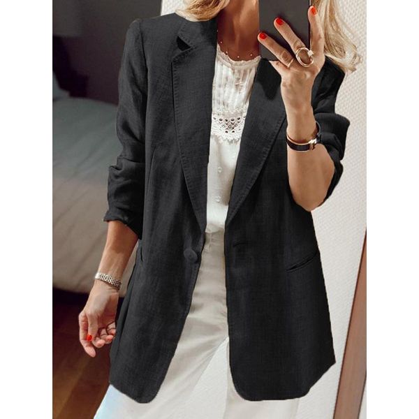 women's suits & blazers spring and autumn jacket long sleeve lapel pure color elegant blazer office ladies single button fashion women, White;black
women's suits & blazers spring and autumn jacket long sleeve lapel pure color elegant blazer office ladies single button fashion women, White;black