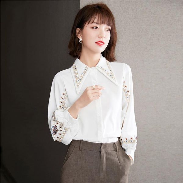 women's blouses & shirts 2021 women clothes plus size embroidery spring long sleeve blue ol blusa elegant casual wear vintage tees 581, White
women's blouses & shirts 2021 women clothes plus size embroidery spring long sleeve blue ol blusa elegant casual wear vintage tees 581, White