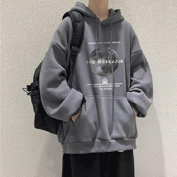 men's hoodies & sweatshirts 2021 autumn and winter plush thickened moon print hoodie korean loose trendy hong kong style casual coat, Black
men's hoodies & sweatshirts 2021 autumn and winter plush thickened moon print hoodie korean loose trendy hong kong style casual coat, Black