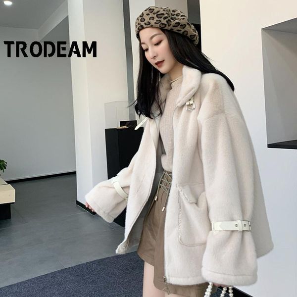 women's fur & faux trodeam 2021 autumn winter jacket motorcycle suits mink coat korean version warm short overcoat female, Black
women's fur & faux trodeam 2021 autumn winter jacket motorcycle suits mink coat korean version warm short overcoat female, Black