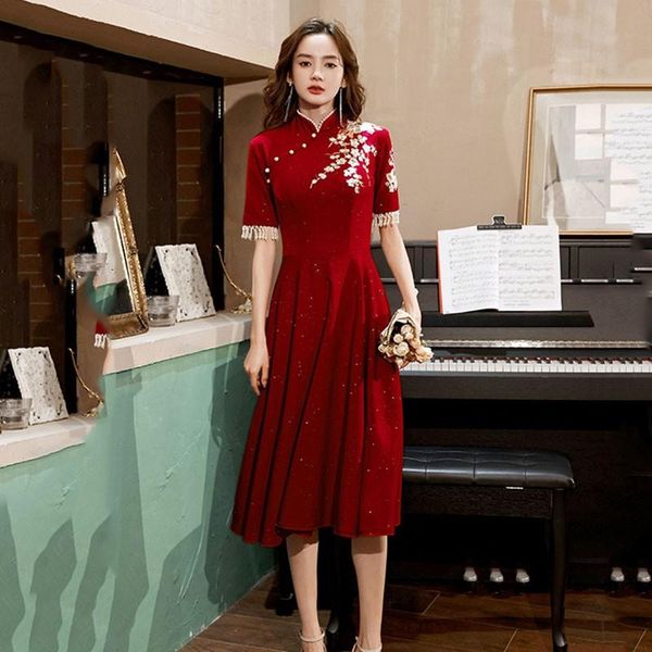 ethnic clothing sparkly sequins pearl cheongsam tassel embroidery flower qipao beads pleated chineses wedding dresses gown retro vestid, Red
ethnic clothing sparkly sequins pearl cheongsam tassel embroidery flower qipao beads pleated chineses wedding dresses gown retro vestid, Red