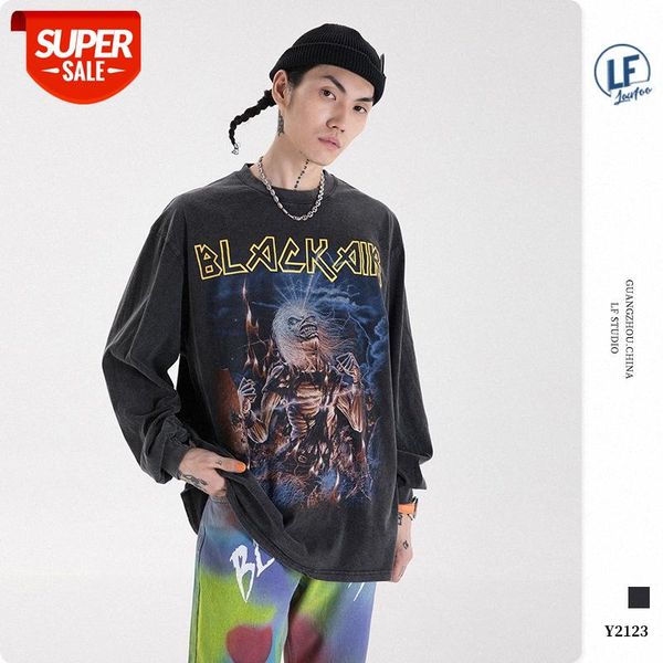 lawfoo men's wear, fried color and old dark devil print long-sleeved t-shirt #ue8i, White;black
lawfoo men's wear, fried color and old dark devil print long-sleeved t-shirt #ue8i, White;black