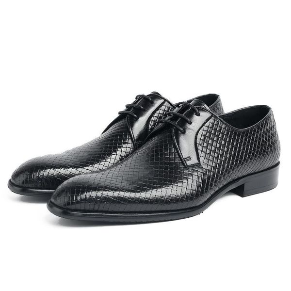 british pointed toe men's shoes, genuine leather business dress first layer cowhide, embossed breathable single s shoes, Black
british pointed toe men's shoes, genuine leather business dress first layer cowhide, embossed breathable single s shoes, Black