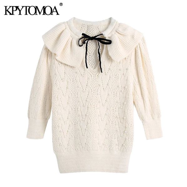 women fashion with faux pearls knitted sweater vintage bow tie o neck puff sleeve female pullovers chic 210416, White;black
women fashion with faux pearls knitted sweater vintage bow tie o neck puff sleeve female pullovers chic 210416, White;black