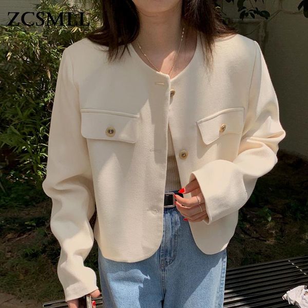 women's jackets zcsmll vintage temperament round neck chic three buttons loose wild short long-sleeved suit jacket female 2021 korean a, Black;brown
women's jackets zcsmll vintage temperament round neck chic three buttons loose wild short long-sleeved suit jacket female 2021 korean a, Black;brown