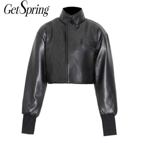 getspring women coat temperament s leather jackets and coats long sleeve short black spring 210601
getspring women coat temperament s leather jackets and coats long sleeve short black spring 210601