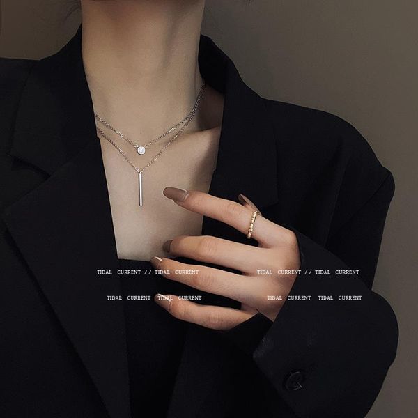 pendant necklaces double layer titanium steel clavicle chain choker necklace fashion zirconia round strip collar for women, Silver
pendant necklaces double layer titanium steel clavicle chain choker necklace fashion zirconia round strip collar for women, Silver