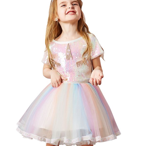 short sleeves girls dress luxury princess t-shirt summer girl princess sequins vest rainbow lace skirt suit kids party ball gown, Red;yellow
short sleeves girls dress luxury princess t-shirt summer girl princess sequins vest rainbow lace skirt suit kids party ball gown, Red;yellow