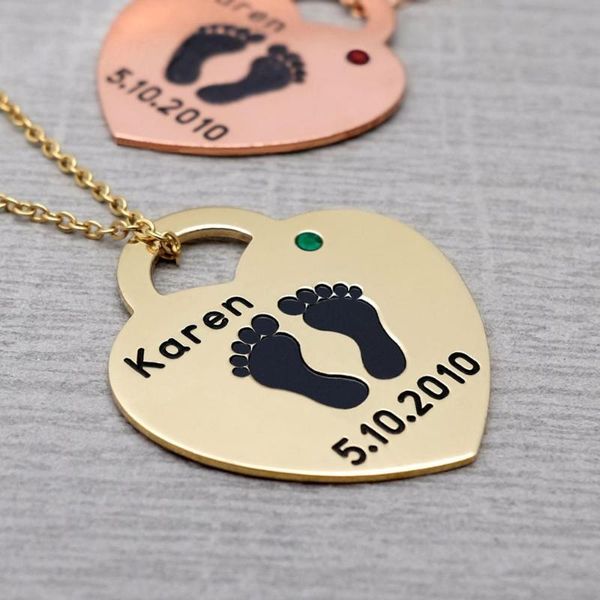 personalized name and date necklace heart pendant baby feet keepsake jewelry gift for mom chains, Silver
personalized name and date necklace heart pendant baby feet keepsake jewelry gift for mom chains, Silver