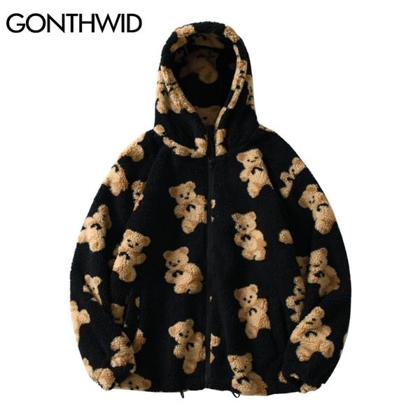 gonthwid fleece hooded jackets streetwear casual harajuku hip hop men women fashion bear print full zip coat outwear 211214, Black;brown
gonthwid fleece hooded jackets streetwear casual harajuku hip hop men women fashion bear print full zip coat outwear 211214, Black;brown