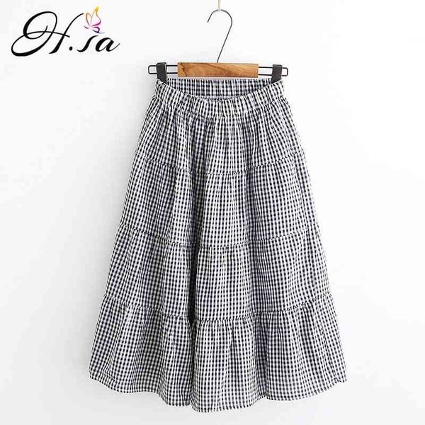 h.sa women longo high waist ruffles cake plaid casual elegant pocket elastic loose a-line midi skirts faldas 210417, Black
h.sa women longo high waist ruffles cake plaid casual elegant pocket elastic loose a-line midi skirts faldas 210417, Black