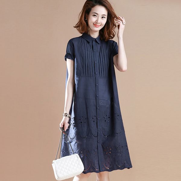 casual dresses loose shirt women summer fashion collar short sleeve embroidery hollow out a-line aoif, Black;gray
casual dresses loose shirt women summer fashion collar short sleeve embroidery hollow out a-line aoif, Black;gray