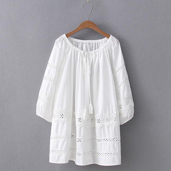 women's blouses & shirts spring autumn casual sweet floral embroidery women solid white blue lace hollow out loose cotton u076
women's blouses & shirts spring autumn casual sweet floral embroidery women solid white blue lace hollow out loose cotton u076