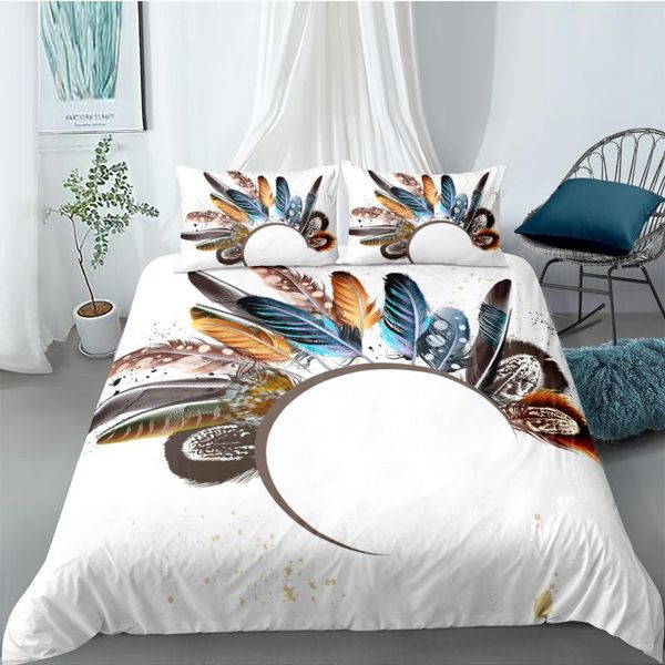 bedding sets 3d modern duvet cover feather bed linen and pillow sham king super twin single size 203*230cm white bedclothes