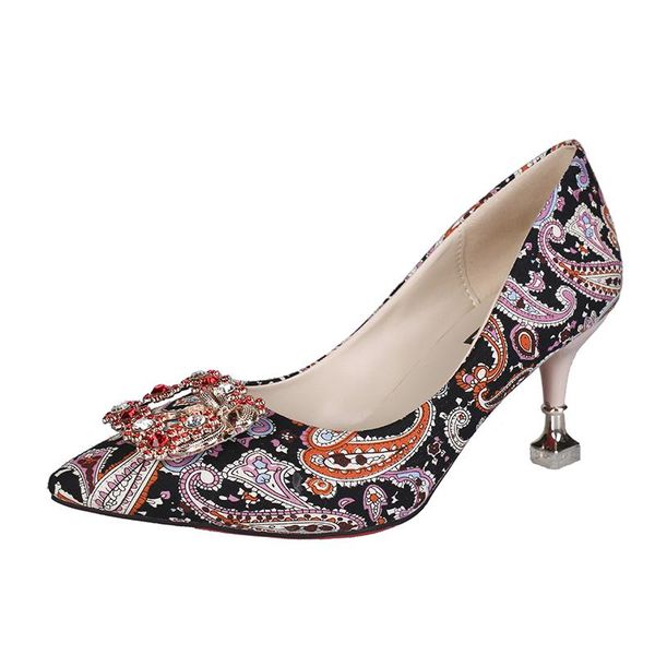 dress shoes women high heels crystal rhinestone pumps pointed toe block heel national style ladies party, Black
dress shoes women high heels crystal rhinestone pumps pointed toe block heel national style ladies party, Black