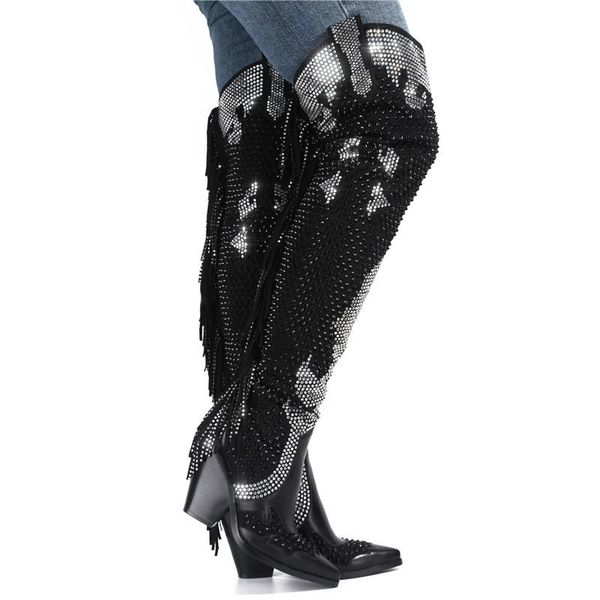 boots 2021 women rhinestone over the knee winter crystal fringe western cowboy female chunky heels shoes, Black
boots 2021 women rhinestone over the knee winter crystal fringe western cowboy female chunky heels shoes, Black