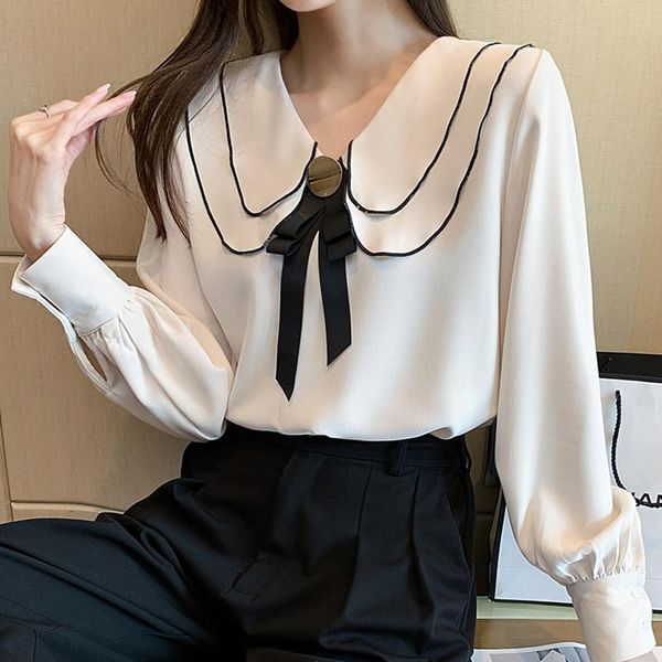 women's blouses & shirts spring autumn 2021 women blouse fashion bowknot ol korean long sleeve chiffon shirt blusa, White
women's blouses & shirts spring autumn 2021 women blouse fashion bowknot ol korean long sleeve chiffon shirt blusa, White