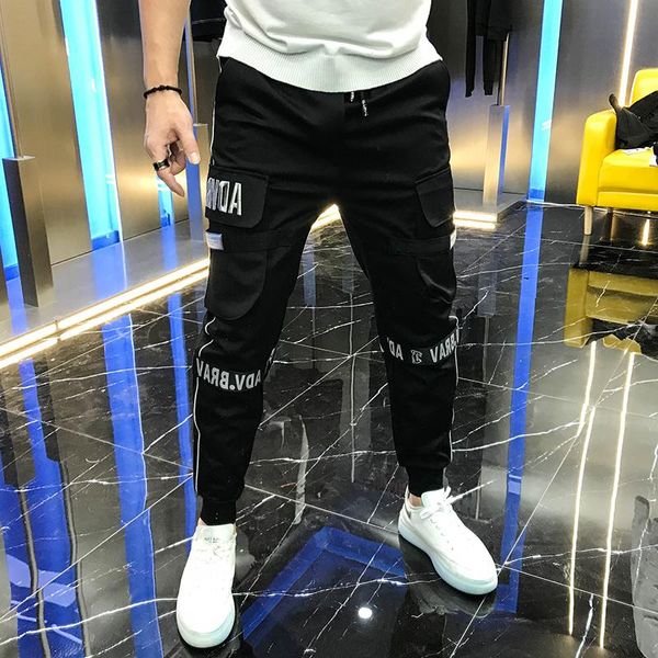 men's personalized white letter embroidered small leg pants loose overalls elastic casual fashion brand in autumn 2021, Black
men's personalized white letter embroidered small leg pants loose overalls elastic casual fashion brand in autumn 2021, Black