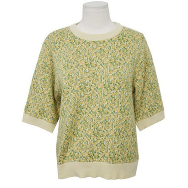 women knitting short sleeve o neck shape casual yellow literary small floral t-shirt b0499 210514, White
women knitting short sleeve o neck shape casual yellow literary small floral t-shirt b0499 210514, White