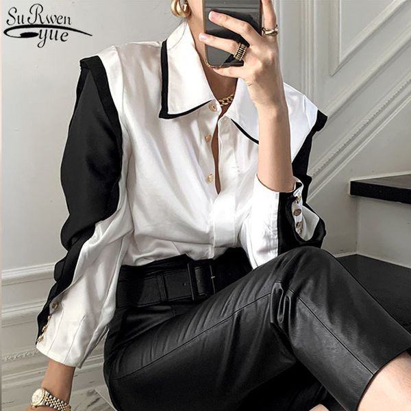 korean long sleeve black white splicing women's shirts spring and summer singele breasted fashion women blouses 12898 210427
korean long sleeve black white splicing women's shirts spring and summer singele breasted fashion women blouses 12898 210427