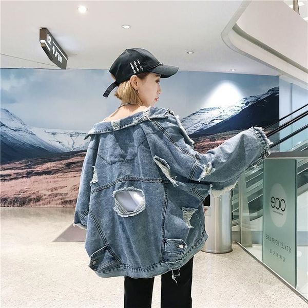 autumn holed denim jacket women's fashion street korean fashion autumn hip hop jacket, Black;brown
autumn holed denim jacket women's fashion street korean fashion autumn hip hop jacket, Black;brown