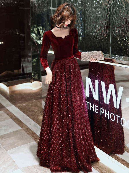 prom luxury boutique occasion dresses toast bride 2021 long sleeve wine red winter veet annual party evening engagement back door woman, Black
prom luxury boutique occasion dresses toast bride 2021 long sleeve wine red winter veet annual party evening engagement back door woman, Black