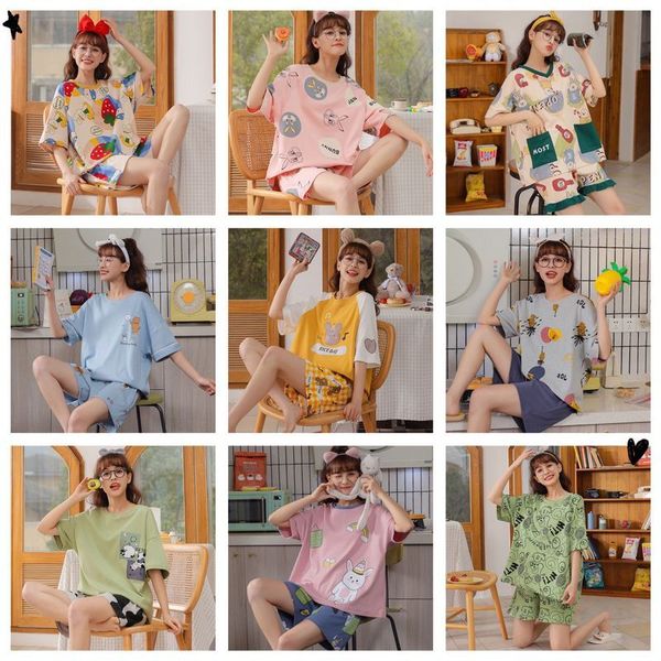 women's pajamas summer short sleeve shorts two set thin student cute cartoon korean home clothes, Black;red
women's pajamas summer short sleeve shorts two set thin student cute cartoon korean home clothes, Black;red