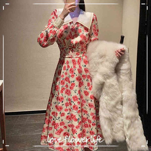 elegant floral dress women long sleeve flower vintage dress female peter pan collar slim dress korean spring chic 210521, Black;gray
elegant floral dress women long sleeve flower vintage dress female peter pan collar slim dress korean spring chic 210521, Black;gray