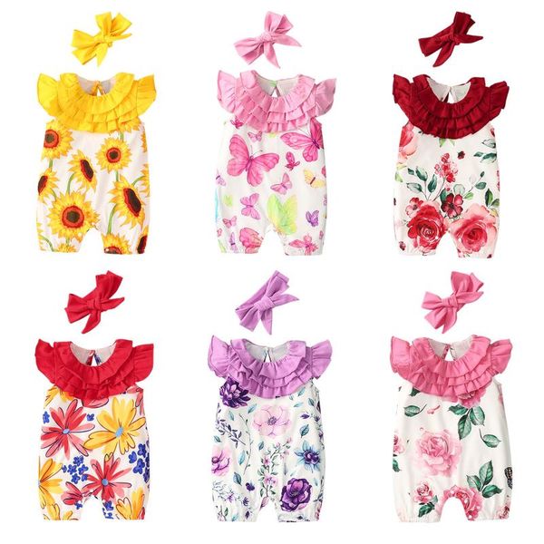 clothing sets baby girls clothes set, floral print sleeveless o-neck jumpsuit with ruffles+solid color bow-knot headband, White
clothing sets baby girls clothes set, floral print sleeveless o-neck jumpsuit with ruffles+solid color bow-knot headband, White