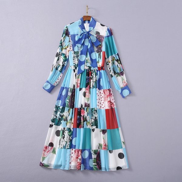casual dresses european and american women's clothing the spring long sleeve bow polka dot floral prints are fashion pleated dress 5ki1, Black;gray
casual dresses european and american women's clothing the spring long sleeve bow polka dot floral prints are fashion pleated dress 5ki1, Black;gray