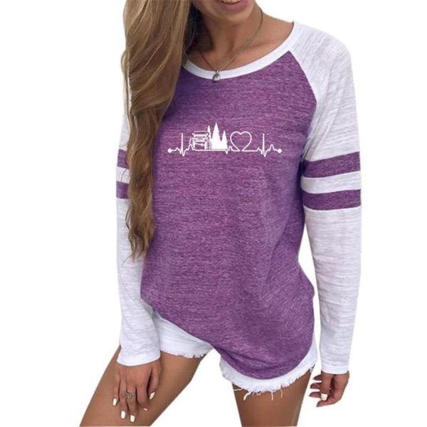women's t-shirt fashion jee-heartbeat geometric print long sleeve stitching for women plus size tumblr funny streetwear, White
women's t-shirt fashion jee-heartbeat geometric print long sleeve stitching for women plus size tumblr funny streetwear, White