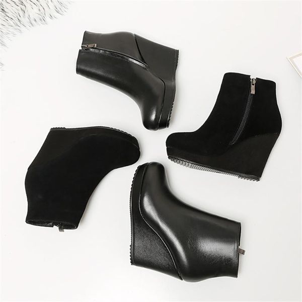 boots 2021 autumn and winter women's wedge with platform leather ankle round toe fashion shoes women, Black
boots 2021 autumn and winter women's wedge with platform leather ankle round toe fashion shoes women, Black
