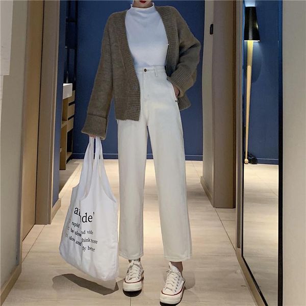 women's jeans classical pants spring / summer white jean casual all-match fashion versatile straight tube high waist capris female for, Blue
women's jeans classical pants spring / summer white jean casual all-match fashion versatile straight tube high waist capris female for, Blue